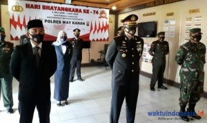 Bupati RAS Hadiri Upacara HUT Bhayangkara Ke-74 Di Polres Way Kanan