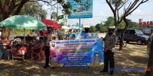 Satlantas Pesawaran Sosialisasikan Protokol Kesehatan Kepada Pengguna Jalan