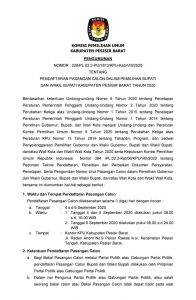 Pengumuman Pendaftaran Pasangan Calon dalam Pemilihan Bupati dan Wakil Bupati Kabupaten Pesisir Barat Tahun 2020