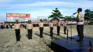Polres Pesawaran Gelar Upacara Kenaikan Pangkat 70 Personel
