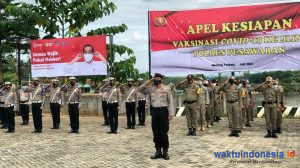 Percepatan Vaksinasi, Polres Pesawaran Gelar Apel Kesiapan Vaksinasi Keliling