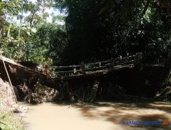 Warga Desa Sukabanjar Gedongtataan Keluhkan Putusnya Jembatan Penghubung
